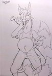 absurd_res alien anthro belly big_belly clothed clothing eel fish hi_res hybrid infestation male marine navel parasite partially_clothed topazknight