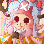 antlers blue_nose blueberry_(fruit) blush clothed clothing eyebrows food fruit hat headgear headwear hooves horn male open_mouth plant solo strawberry spider_bones one_piece tony_tony_chopper deer mammal new_world_deer reindeer 1:1 2023 digital_media_(artwork) hi_res icon shaded