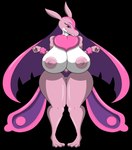 anthro areola big_breasts breasts chest_tuft countershading female genitals glistening glistening_body huge_breasts knock-kneed nipples nude pink_body pink_tuft purple_eyes pussy simple_background solo thick_thighs transparent_background tuft white_body white_countershading marshall123x_(artist) palworld pocketpair lovander pal_(species) 2024 absurd_res alpha_channel hi_res