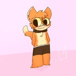 anthro blush cheek_tuft clothing ears_up eyewear facial_tuft fur glasses hair hands_behind_back male orange_body orange_fur scarf simple_background solo tuft underwear young young_anthro lewd4fox tinky_(character) domestic_cat felid feline felis mammal 1:1 2022 hi_res shaded