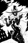 anthro breasts clothed clothing clyster doctor enema enema_syringe female hat headgear headwear latex mask plague_doctor robe solo dzemon kuhara anteater mammal pilosan xenarthran 2:3 absurd_res hi_res monochrome