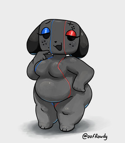 anthro bedroom_eyes belly big_breasts big_butt black_nose black_text blue_eyeshadow blue_markings breast_markings breasts butt eyelashes eyeshadow featureless_breasts female female_anthro floppy_ears glistening glistening_belly glistening_breasts glistening_knees glistening_shoulders grey_body grey_breasts grey_butt grey_ears hand_on_chin hand_on_hip hand_on_own_chin hand_on_own_hip lop_ears makeup markings mismatched_eyeshadow narrowed_eyes open_mouth open_smile overweight overweight_anthro overweight_female red_eyeshadow red_markings seductive shadow shortstack shortstack_female smile solo standing text thick_thighs triangle_nose wide_hipped_anthro wide_hipped_female wide_hips oofrowdy nintendo nintendo_switch_2 switch_dog_2 canid canine canis domestic_dog mammal 2025 artist_name digital_media_(artwork) hi_res watermark