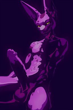 abs anthro balls big_penis defined_muscles erection genitals glistening glistening_body glistening_skin hairless humanoid_genitalia humanoid_penis looking_at_viewer male muscular muscular_male pectoral_muscles penis presentation purple_body seductive simple_background sitting smile smirk solo thighs_spread tbagbtw dragon_ball dragon_ball_super beerus domestic_cat felid feline felis hairless_cat humanoid mammal dark_background cel_shading hi_res shaded