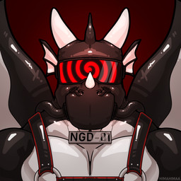 anthro black_body brainwashing clothing dorsal_fin dorsal_frill drone ear_fins fin frill_(anatomy) grey_body harness horn hypnosis hypnotic_visor identification latex latex_clothing latex_skinsuit male mask mind_control multicolored_body simple_background skinsuit solo spines tight_clothing wings himahimaa mythology negadrake dragon mythological_creature mythological_scalie scalie 1:1 2025 hi_res