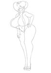 anthro big_breasts big_butt breasts butt clothed clothing ear_piercing female footwear high_heels mature_anthro mature_female one-piece_swimsuit piercing platform_footwear shoes sling_bikini smile solo swimwear thick_thighs krocialblack disney goof_troop peg_pete canid canine canis domestic_dog mammal hi_res