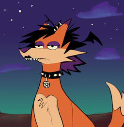 bat_wings black_choker black_hair black_jewelry black_necklace cheek_tuft choker dusk eyeshadow facial_tuft female feral fur hair head_wings jewelry makeup membrane_(anatomy) membranous_wings multicolored_hair necklace orange_body orange_fur purple_eyeshadow purple_hair purple_nose sky solo star starry_sky tail tan_body tan_fur tuft two_tone_hair unusual_wing_placement wings boker the_simpsons laura_derose spirit_guide_(the_simpsons) bat-eared_fox canid canine fox mammal