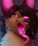 anthro bodily_fluids drooling glowing male mouth_shot open_mouth pink_eyes saliva solo teeth tongue bloominglynx espiozx vanthe_(charcoalbirb) bat mammal megabat 2d_animation animated bust_portrait digital_media_(artwork) low_res motion_tweening portrait shaded short_playtime