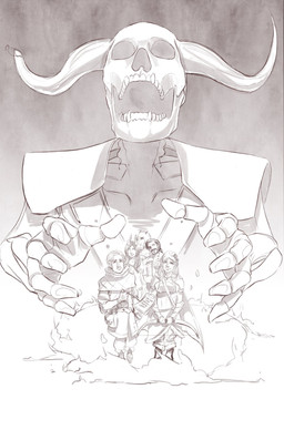 2_horns 5_fingers anthro armor arms_bent bard beard belt belt_pouch black_beard black_facial_hair black_horn bone bottomwear bow_(weapon) broken_horn cheek_scar clipboard cloak clothed clothed_anthro clothed_female clothed_human clothed_humanoid clothed_male clothing digit_ring druid empty_eye_sockets empty_eyes extreme_size_difference eye_patch eyewear facial_hair facial_scar female female_humanoid finger_ring fingerless_gloves fingers fire fully_clothed fully_clothed_humanoid fully_clothed_male fur_trim_(clothing) fur_trim_cloak fur_trim_shawl gauntlets gloves grey_background grey_eyes grey_hair group hair handwear holding_beer holding_bow_(weapon) holding_clipboard holding_object holding_pen holding_ranged_weapon holding_weapon hooded_cloak horn horn_jewelry horn_ring humanoid_pointy_ears jewelry larger_humanoid lips long_hair looking_at_another looking_at_viewer magic_user male male_anthro male_human male_humanoid necklace not_furry_focus paladin pants pen pirate pointy_ears ranged_weapon ring_(jewelry) rogue scales scar scarf shirt short_hair simple_background size_difference skeleton smaller_anthro smaller_female smaller_human smaller_humanoid smaller_male smile smiling_at_viewer text topwear tribal_spellcaster tunic weapon white_belt white_body white_bottomwear white_cloak white_clothing white_hair white_horn white_pants white_scales white_scarf white_shawl white_shirt white_skin white_topwear white_tunic theamazingmrc dungeons_and_dragons hasbro oxventure wizards_of_the_coast corazon_de_ballena dob_(oxventure) egbert_(oxventure) ethelfrith_the_builder merilwen prudence_(oxventure) animated_skeleton dragonborn_(dnd) elf half-orc horned_humanoid human humanoid mammal scalie tiefling undead wood_elf 2019 adobe_photoshop_(artwork) digital_drawing_(artwork) digital_media_(artwork) english_description english_text greyscale hi_res monochrome shaded