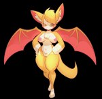 anthro breasts casual_nudity female fur genitals green_eyes hands_on_hips orange_body orange_fur pussy solo white_body white_fur wings jdwalkrat dust:_an_elysian_tail fidget_(elysian_tail) bat mammal nimbat absurd_res alpha_channel hi_res