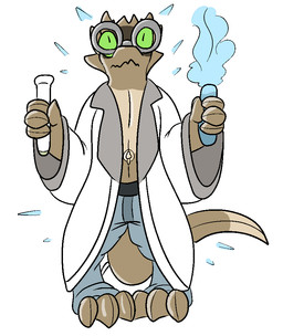 ambiguous_gender anthro clothing eyewear inflatable latex nozzle plastic pool_toy science solo toony transformation trout_(artist) kotetsu_redwood animate_inanimate kobold living_inflatable reptile scalie digital_media_(artwork)