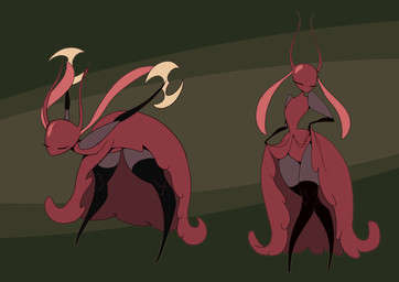 antennae_(anatomy) anthro biped blade bladed_weapon clothing curvesickle eyes_closed featureless_crotch female holding_object holding_weapon horn huge_thighs open_skirt red_body segmented_body simple_background small_waist solo thick_thighs wasp_waist weapon wide_hips sanfingulipunrapin hollow_knight:_silksong hollow_knight_(franchise) team_cherry skarrsinger_karmelita ant arthropod hymenopteran insect skarr 2025 absurd_res hi_res