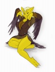 anthro blonde_hair breasts clothing costume cutlery female hair kitchen_utensils looking_at_viewer nipples red_eyes solo spoon tools translucent translucent_clothing yellow_body thetiedtigress nintendo pokemon alakazam generation_1_pokemon pokemon_(species) 2012