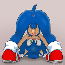 anthro anus ass_up balls blue_body blue_fur blush butt clothing erection footwear fur genitals gloves green_eyes hair handwear humanoid_genitalia humanoid_penis looking_at_viewer looking_back looking_through looking_through_legs male nude penis shoes simple_background solo tail brokenbone sega sonic_the_hedgehog_(series) sonic_the_hedgehog eulipotyphlan hedgehog mammal 1:1 digital_media_(artwork) hi_res