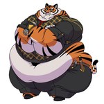 anthro belly big_belly big_cheeks black_bottomwear black_clothing black_pants black_shirt black_stripes black_topwear bottomwear burrito chubby_cheeks classy clothing collared_shirt crossed_arms double_chin eye_scar facial_scar food fur gentleman holding_food holding_object huge_belly knife looking_at_viewer love_handles male morbidly_obese morbidly_obese_anthro morbidly_obese_male navel necktie obese obese_anthro obese_male orange_body orange_fur overweight overweight_anthro overweight_male pants pink_nose red_necktie scar shirt simple_background solo standing stripes thick_thighs topwear white_background white_belly wide_hips painttherabbit epic_games fortnite oscar_(fortnite) felid mammal pantherine tiger 1:1 hi_res