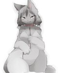 4_fingers :3 accessory anthro arm_tuft biped breasts cheek_tuft chest_tuft claws collar collar_only curvy_figure cute_fangs elbow_tuft eyelashes facial_tuft fangs featureless_breasts featureless_crotch female female_anthro finger_claws fingers fluffy front_view fur grey_body grey_ears grey_fur grey_hair grey_tail hair hair_accessory holding_leash holding_object holding_own_leash kemono leash leashed_collar looking_at_viewer medium_breasts monotone_body monotone_fur monotone_hair monotone_tail navel nude pear-shaped_figure pigtails pink_inner_ear pink_nose pupils red_eyes simple_background slightly_chubby slit_pupils solo standing tail teeth thick_thighs tuft whiskers white_background wide_hips chipar domestic_cat felid feline felis mammal 2023 colored digital_drawing_(artwork) digital_media_(artwork) hi_res portrait shaded three-quarter_portrait