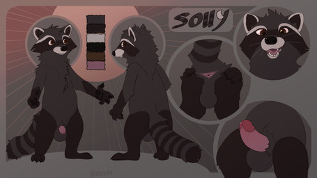 anthro anus balls butt claws erection fangs flaccid foreskin front_view fur genitals humanoid_genitalia humanoid_penis looking_at_viewer male nude open_mouth penis presenting presenting_anus presenting_balls presenting_hindquarters presenting_penis raccoon_tail rear_view sitting smile solo standing stretched_anus tail teeth text dlrp99 mammal procyonid raccoon 16:9 4k absurd_res hi_res model_sheet signature widescreen
