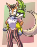 anthro carrying_another clothing duo ear_piercing ear_ring female happy legwear pattern_clothing pattern_legwear pattern_underwear piercing piggyback ring_piercing sagging_pants striped_clothing striped_legwear striped_underwear stripes underwear haiiroslash idw_publishing sega sonic_the_hedgehog_(comics) sonic_the_hedgehog_(idw) sonic_the_hedgehog_(series) lexus_the_doberman_(sonic_oc) surge_the_tenrec afrosoricid canid canine canis dobermann domestic_dog mammal pinscher tenrec 4:5 absurd_res hi_res sibling_(lore) sister_(lore) sisters_(lore)