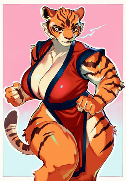 anthro asian_clothing big_breasts breasts chinese_clothing cleavage clothed clothing curvy_figure east_asian_clothing female fingers fur huge_breasts muscular muscular_anthro muscular_female orange_body orange_fur solo striped_body striped_fur stripes tail thick_thighs wide_hips nocturne_(artist) dreamworks kung_fu_panda master_tigress felid mammal pantherine tiger 2026 absurd_res digital_media_(artwork) hi_res