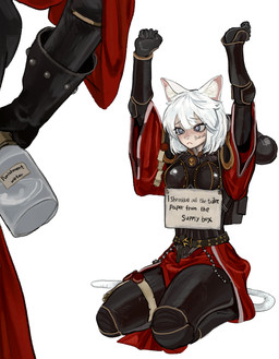 adepta_sororitas animal_ears armor blue_eyes bodily_fluids clothed clothed_female clothed_humanoid clothing duo female female_focus gloves hair handwear kneeling mostly_offscreen_character raised_hand sign solo_focus spray_bottle tail tears text water white_hair 101ho warhammer_(franchise) warhammer_40000 animal_humanoid cat_humanoid felid felid_humanoid feline feline_humanoid felinid humanoid mammal mammal_humanoid 2025 english_text hi_res female_(lore)