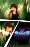 anthro blue_eyes clothed clothing electronics female forest fur grass hair jungle phone plant tree yellow_eyes drenmar rusti canid canine mammal reptile scalie snake absurd_res comic digital_media_(artwork) hi_res