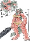 ahegao anthro big_breasts breasts club_(weapon) female fur horn huge_breasts looking_pleasured melee_weapon muscular muscular_anthro muscular_arms muscular_female red_body red_fur solo text weapon ketsuneko asian_mythology east_asian_mythology japanese_mythology mythology demon oni yokai hi_res japanese_text translation_request