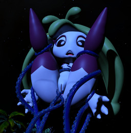 anthro black_eyes breasts female full_nelson genitals green_hair hair imminent_sex imminent_tentacle_sex night nipples open_mouth plant pseudo_hair restrained restrained_by_tentacles small_breasts solo spread_legs spreading tentacles vulva white_body lorded bluejuicyjuice_(modeler) nintendo pokemon elemental_creature flora_fauna generation_7_pokemon pokemon_(species) steenee 3d_(artwork) absurd_res digital_media_(artwork) hi_res