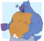 beak belly beverage coffee eyewear glasses male mature_male nipples non-mammal_nipples overweight overweight_male pecs slightly_chubby solo suggestive towel towel_around_waist seintaur neptune_mereaux avian bird bluebird eastern_bluebird oscine passerine thrush_(bird) hi_res