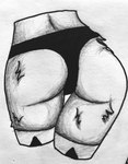 anthro black_clothing butt butt_focus clothing female fur legwear panties solo stockings underwear heaven_salts absurd_res hi_res shaded traditional_media_(artwork)