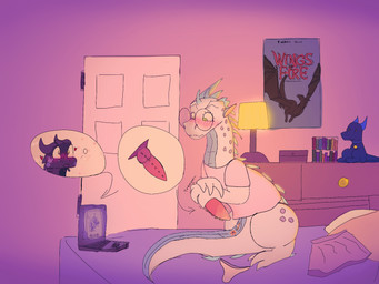 after_masturbation bed bodily_fluids clothed clothed_feral clothing computer dildo electronics facetime female feral furniture genital_fluids laptop male male/female masturbation on_bed partially_clothed sex_toy toy toying_self vaginal_fluids video_call lophii mythology wings_of_fire cyan_(creativeclaws) lophiiformes_(draconictonix) dragon icewing_(wof) mythological_creature mythological_scalie scalie seawing_(wof) wingless_dragon 4:3 hi_res