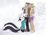 anthro bottomwear clothed clothing dialogue encouragement female femboy footwear giving_up group hand_on_belt hotpants hug imminent_oral imminent_sex leather leather_bottomwear leather_clothing leather_pants looking_up_at_partner male male/male nervous nipple_outline orientation_play panties pants partially_clothed shirt shorts socks straight_to_gay sweater tank_top topwear trio turtleneck underwear timon-berkowitz looney_tunes warner_brothers lola_bunny pepe_le_pew wile_e._coyote canid canine canis coyote lagomorph leporid mammal mephitid rabbit skunk 2011 traditional_media_(artwork)
