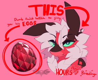 anthro black_body egg eye_through_hair femboy fur green_eyes green_sclera hair looking_at_viewer male multicolored_body pink_background pokemorph pupils red_body red_egg simple_background smug smug_face solo text translucent translucent_hair unusual_pupils white_hair white_pupils coffaebeans nintendo pokemon yen_(coffaebeans) generation_6_pokemon legendary_pokemon pokemon_(species) yveltal 2025 digital_drawing_(artwork) digital_media_(artwork) english_text hi_res