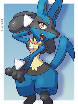 3_fingers ambiguous_gender anthro black_body black_fur blue_body blue_fur fingers fur orange_eyes simple_background solo spikes tan_body tan_fur teeth tongue retsgar nintendo pokemon matt's_lucario_(retsgar) generation_4_pokemon lucario pokemon_(species) 3:4 digital_media_(artwork) hi_res signature female_(lore)