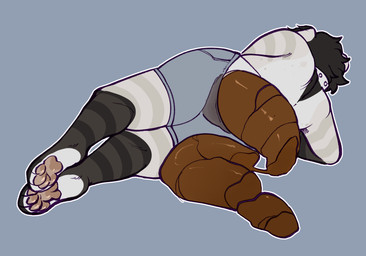 ambiguous_gender anthro anus black_body black_fur black_hair bottomwear butt clothed clothing collar excessive_feces feces feces_on_ground feces_pile female_pooping fur grey_body grey_fur hair hyper hyper_feces hyper_feces_pile hyper_soiling leg_markings markings outline pawpads pink_pawpads pooping pooping_on_floor scatplay shorts socks_(marking) soiled soiled_bottomwear soiling soiling_shorts solo white_body white_fur white_outline thatcreamcat oreo_(thatcreamcat) domestic_cat felid feline felis mammal digital_media_(artwork) hi_res