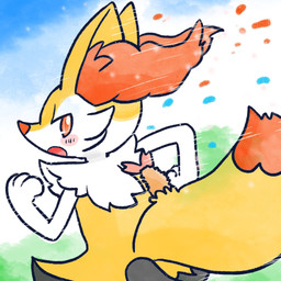 :o ambiguous_anthro ambiguous_gender anthro biped blush blush_stickers dipstick_tail food markings motion_lines object_in_tail open_mouth outside rear_view running shrimp_(food) sky snout solo tail tail_markings three-quarter_view annyui0611 nintendo pokemon braixen canid generation_6_pokemon mammal pokemon_(species) 1:1 2022 digital_drawing_(artwork) digital_media_(artwork) half-length_portrait hi_res japanese_description portrait translated_description