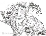 aloha_shirt anthro clothing eyewear floppy_ears grin male one_eye_closed pattern_clothing pattern_shirt pattern_topwear shirt smile solo sunglasses topwear wink donguri306 lifewonders live_a_hero hisaki_(live_a_hero) canid canine canis domestic_dog mammal hi_res sketch