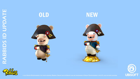 anthro bent_arm black_clothing black_footwear black_hat black_headwear black_shoes blue_background blue_clothing blue_coat blue_eyes blue_topwear buckteeth clothed clothed_anthro clothed_male clothing coat comparison copyright_symbol foil footwear fur hand_on_chest hat headgear headwear holding_foil holding_melee_weapon holding_object holding_weapon long_ears looking_up male medal melee_weapon noseless open_mouth open_smile simple_background slightly_chubby slightly_chubby_anthro slightly_chubby_male smile solo symbol tan_eyelids tan_inner_ear teeth text topwear union_suit weapon white_body white_clothing white_fur white_union_suit benjamin_martineau raving_rabbids rayman_(series) ubisoft lagomorph mammal rabbid 16:9 2024 3d_(artwork) adobe_photoshop_(artwork) autodesk_maya_(artwork) blender_(artwork) colored copyright_name digital_media_(artwork) english_description english_text hi_res official_art substance_painter_(artwork) widescreen zbrush_(artwork)