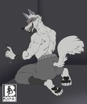 anthro black_lips canid canine canis claws death_(puss_in_boots) dreamworks lips male mammal mr.brapion muscular open_mouth pawpads puss_in_boots_(dreamworks) sharp_teeth shirtless_male solo tail teeth teeth_showing teratophilia wolf