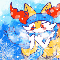 ambiguous_anthro ambiguous_gender anthro biped blush blush_stickers breath digitigrade food front_view mostly_nude object_in_tail open_mouth outside scarf scarf_only shrimp_(food) simple_background snow solo standing tail winter annyui0611 nintendo pokemon braixen canid generation_6_pokemon mammal pokemon_(species) 1:1 2023 digital_drawing_(artwork) digital_media_(artwork) full-length_portrait hi_res japanese_description portrait translated_description