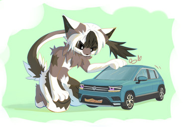 abstract_background ambiguous_feral ambiguous_gender anthro brown_body brown_fur car duo feral fur kemono machine male male_anthro petting vehicle eibvdy volkswagen volkswagen_group dire_car dire_machine dire_vehicle felid feline living_car living_machine living_vehicle mammal hi_res