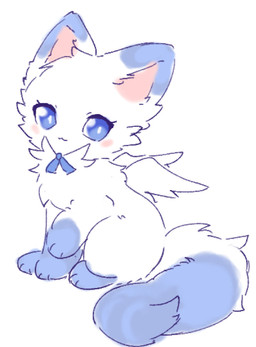 ambiguous_feral ambiguous_gender blue_body blue_eyes blue_fur blush blush_stickers cat_smile chest_tuft dipstick_ears ear_markings feathered_wings feathers feral fur fur_tuft leg_markings looking_aside markings multicolored_body multicolored_ears multicolored_fur noseless paws quadruped side_view simple_background socks_(marking) solo tuft two_tone_body two_tone_fur white_background white_body white_fur wings kirichiiii domestic_cat felid feline felis mammal 2024 digital_drawing_(artwork) digital_media_(artwork) flat_colors