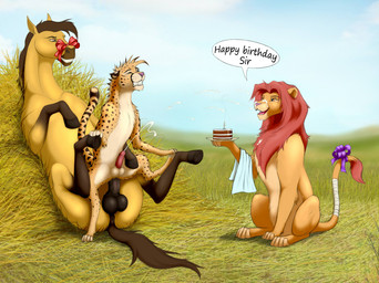 accessory anal anal_orgasm anal_penetration animal_genitalia animal_penis anthro anthro_on_feral anthro_penetrated balls bandage being_watched bestiality bodily_fluids bow_(feature) bow_accessory bow_ribbon cake clenched_teeth cum cum_on_face cum_while_penetrated dessert dialogue ejaculation equine_genitalia equine_penis erection eyes_closed feral feral_on_feral feral_penetrating feral_penetrating_anthro food furgonomics genital_fluids genitals group hands-free interspecies large_penetration larger_male looking_at_another looking_pleasured male male/male male_penetrated male_penetrating male_penetrating_male muzzle_bow open_mouth orgasm outside penetration penile penile_penetration penis penis_in_ass ribbons sex size_difference smaller_male smaller_penetrated smile tail tail_accessory tail_bow tail_ribbon teeth text towel z-lion dreamworks spirit:_stallion_of_the_cimarron fan_character spirit_(cimarron) cheetah equid equine felid feline horse lion mammal pantherine 2016 english_text