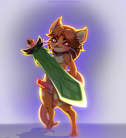 anthro balls big_sword blush bodily_fluids ears_up erection eyelashes feet fingers fur genital_fluids genitals glowing hair holding_melee_weapon holding_object holding_sword holding_weapon knight looking_at_viewer male melee_weapon nude paws penis pink_eyes pink_tail red_body red_fur red_hair simple_background smile smiling_at_viewer smirk smirking_at_viewer solo standing sword sword_pointing tail warrior weapon weapon_pointed_at_viewer whiskers white_body white_fur natural_plaid cricetid hamster mammal rodent 2025 colored digital_drawing_(artwork) digital_media_(artwork) hi_res shaded