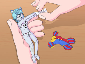 alternate_species blue_bra blue_clothing blue_hair blue_panties blue_underwear bottomwear bra breasts clothed clothing doll duo eyewear feet female first_person_view frilly frilly_clothing frilly_panties frilly_underwear glasses hair human_pov humanized inner_ear_fluff jester_outfit micro navel open_mouth panties pattern_bottomwear pattern_bra pattern_clothing pattern_panties pattern_topwear pattern_underwear pov_hands solo_focus toes topwear topwear_removed tuft underwear underwear_only undressing undressing_another white_clothing white_topwear ponponthedreambunny willow_(willowwynter) human mammal mixed_breed pomsky 2026 4:3 digital_drawing_(artwork) digital_media_(artwork) hi_res