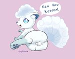 anus blue_eyes butt female feral genitals looking_at_viewer pussy raised_tail simple_background solo tail text white_body capital-h nintendo pokemon alolan_form alolan_vulpix generation_7_pokemon pokemon_(species) regional_form_(pokemon) english_text