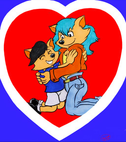 anthro blue_hair duo female hair hug male smile young young_anthro young_male mel-sky kate_(the_mysteries_of_providence) louie_(fan_character) absurd_res hi_res aunt_(lore) aunt_and_nephew_(lore) nephew_(lore)