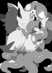 ambiguous_gender anthro bodily_fluids braixen bubble canid canine cephalopod coleoid crying deep_kiss duo feral forced forced_transformation fox generation_2_pokemon generation_6_pokemon ink mammal marine mid_transformation mollusk monochrome nintendo octillery octopodiform pokemon pokemon_(species) restrained species_transformation tears tentacles transformation winte