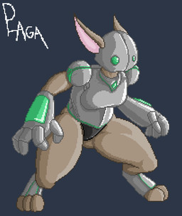 3_toes 4_fingers anklet anthro armor feet female fingers gauntlets_(weapon) gem green_trim headgear helmet jewelry pose rabbit_ears simple_background solo sprite toes triplepistacho hare lagomorph leporid mammal digital_media_(artwork) pixel_(artwork)