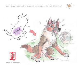 animal_genitalia chomper_(puss_in_boots) clothing dialogue feral footwear genitals grass knot knot_in_sheath looking_back male on_grass on_ground paws plant sheath sitting socks solo star surprise_transformation surprised sweater tail text topwear transformation wishing_star fennec_(artist) dreamworks puss_in_boots_(franchise) perrito_(puss_in_boots) canid canine canis domestic_dog mammal mixed_breed painting_(artwork) traditional_media_(artwork) watercolor_(artwork)