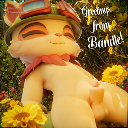animal_genitalia animal_penis anthro balls flower forest genitals male penis plant red_scarf scarf smile solo standing text tree teemoty league_of_legends riot_games tencent teemo_(lol) yordle 1:1 3d_(artwork) absurd_res artist_name digital_media_(artwork) hi_res