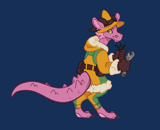 clothing digitigrade hat headgear headwear male pink_body scales solo tail tool_belt tools winter_coat wire wizard_hat wrench space_station_13 faces-the-danger amphibian aquatic axolotl lizard mole_salamander reptile salamander scalie alpha_channel